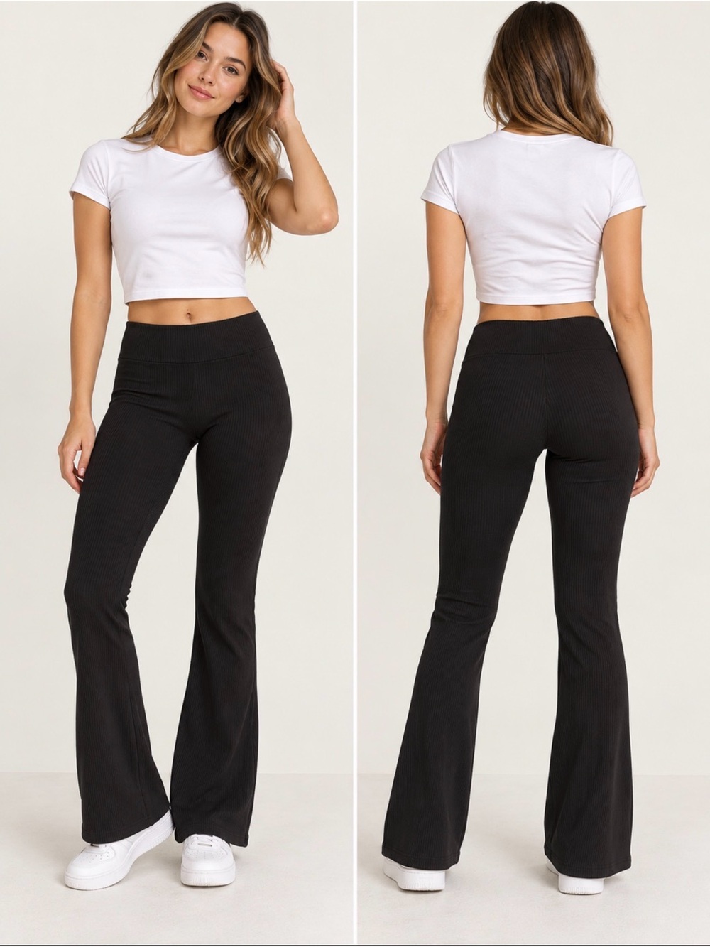 Victoria’s Secret PINK Black Ribbed Flare Leggings XL
